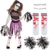 imageSpooktacular Creations Zombie Halloween Cheerleader Costume Girls Scary Cheerless Costume Kids Dead Cheerleading Outfit for Halloween Role Play Themed Parties Red White MPurple Black