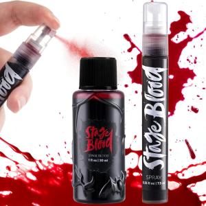 imageSpooktacular Creations 2PCS Fake Blood Makeup Kit  1oz Halloween Blood ampamp 025oz Fake Blood Spray Vampire Stage Halloween Blood Makeup Face Paint Washable Blood for Clothes Body Makeup SFX Cosplay