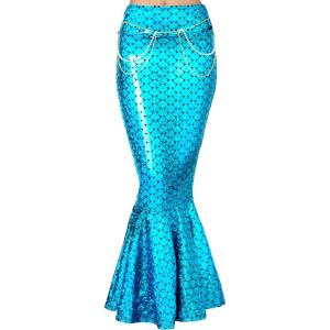imageSpooktacular Creations Adult Metallic Hologram Shiny Mermaid Skirt Costume Role Play for Halloween Costumes Party EventsBlue