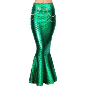imageSpooktacular Creations Adult Metallic Hologram Shiny Mermaid Skirt Costume Role Play for Halloween Costumes Party EventsGreen