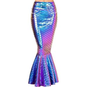 imageSpooktacular Creations Adult Metallic Hologram Shiny Mermaid Skirt Costume Role Play for Halloween Costumes Party EventsMulti