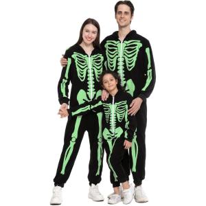 imageSpooktacular Creations Adult Women Skeleton Family Matching Skeleton Pajama Jumpsuit Glow in the Dark