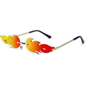 imageSpooktacular Creations Blue Flame Glasses Rimless Blue Fire Glasses Halloween Fire Sunglasses for All Flame Sunglasses for Halloween Costumes Devil AccessoriesOrange