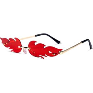 imageSpooktacular Creations Blue Flame Glasses Rimless Blue Fire Glasses Halloween Fire Sunglasses for All Flame Sunglasses for Halloween Costumes Devil AccessoriesRed