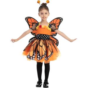 imageSpooktacular Creations Child Girls Butterfly Costume Toddlers Butterfly Outfit wWings Headband for Kids Halloween PartiesOrange