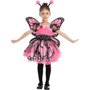 imageSpooktacular Creations Child Girls Butterfly Costume Toddlers Butterfly Outfit wWings Headband for Kids Halloween PartiesPink