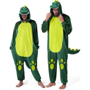 imageSpooktacular Creations Dinosaur Pajama Dinosaur Costume Adult Halloween Costumes Jumpsuit Hoodie Outfit for Cosplay Parties