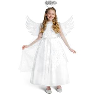 imageSpooktacular Creations Halloween Angel Costume Girls Kids Princess Dress Toddlers Tulle Angel Set with AccessoriesWhite
