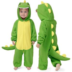 imageSpooktacular Creations Halloween Baby Dinosaur Costume Unisex Dinosaur Hooded Jumpsuit for Halloween Cosplay Themed PartyLight Green
