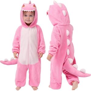 imageSpooktacular Creations Halloween Baby Dinosaur Costume Unisex Dinosaur Hooded Jumpsuit for Halloween Cosplay Themed PartyPink