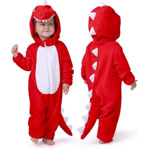 imageSpooktacular Creations Halloween Baby Dinosaur Costume Unisex Dinosaur Jumpsuit for Halloween Cosplay Costume Themed PartyRed