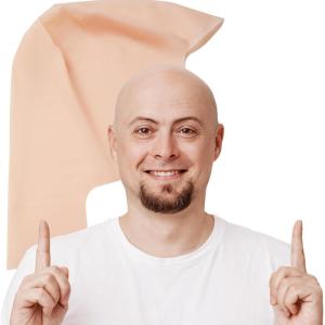 imageSpooktacular Creations Halloween Bald Cap for Men Women Halloween Costumes Latex Bald Head Wig Cap for Adults Costume Makeup Costume Accessories Old Men Balding Cosplay Dress Up Prop