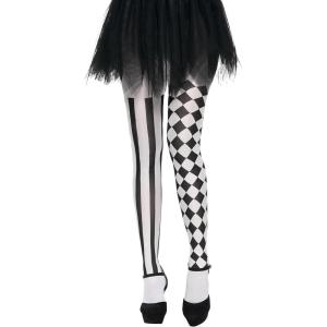 imageSpooktacular Creations Halloween Clown Tights for Adult Women Halloween Black and White Harlequin Tights for Halloween Costume Cosplay Parties