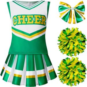 imageSpooktacular Creations Halloween Girl Cheerleader Costume Cheer Uniform Set Cheerleading Outfit for Halloween DressUp PartyGreen