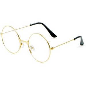 imageSpooktacular Creations Halloween Gold Wizard Glasses Fake Old Men Round Wire Costume Glasses Accessory for Men Women Halloween Dress Up Costume PropGold