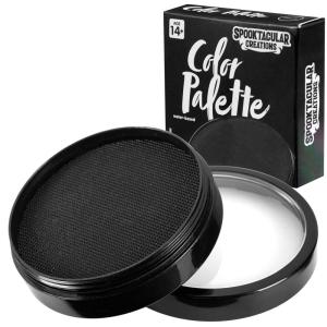 imageSpooktacular Creations Halloween Makeup Face Body Paint Waterproof Foundation Cream Cake Tub Halloween Party Cosplay Clown Sfx Costume and Dress Up Makeup for Adult1 Oz WhiteBlack