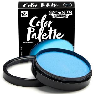 imageSpooktacular Creations Halloween Makeup Face Body Paint Waterproof Foundation Cream Cake Tub Halloween Party Cosplay Clown Sfx Costume and Dress Up Makeup for Adult1 Oz WhiteLight Blue