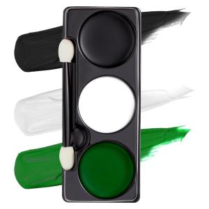 imageSpooktacular Creations Halloween Makeup Palette 3 Colors Face Body Paint with Brush for Zombie Skeleton Clown Witch Football Baseball Sports SFX Costume Cosplay Dress Up 7 Oz White Black GreenWhite Black Green