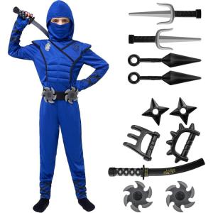 imageSpooktacular Creations Halloween Ninja Costume Ninja Outfit Set for Kids Halloween Costumes for Boys Dress Up PartyBlueblack