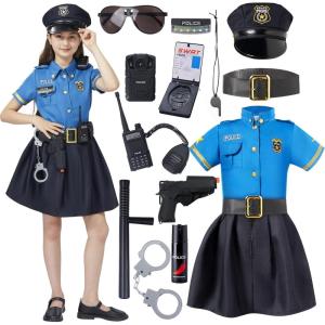 imageSpooktacular Creations Halloween Police Officer Costume for Girls Blue Girl Police costume for Kids Dress Up Parties