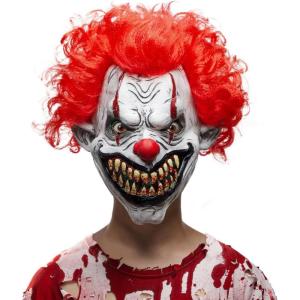 imageSpooktacular Creations Halloween Scary Clown Mask Horror Face Creepy Zombie Latex Masks Costume Accessories for Adults Men Halloween Party Dress Up Killer Cosplay Prop