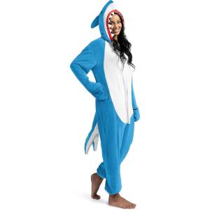imageSpooktacular Creations Halloween Shark Pajama Adult Shark Costume One Piece Jumpsuit Marine Pajama for Halloween Dress UpLight Blue