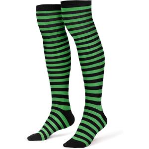 imageSpooktacular Creations Halloween Striped StockingsOver The Knee Striped Thigh StockingsWitch StockingHigh Stocking CostumeGreen