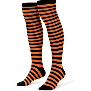 imageSpooktacular Creations Halloween Striped StockingsOver The Knee Striped Thigh StockingsWitch StockingHigh Stocking CostumeOrange