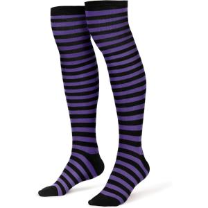 imageSpooktacular Creations Halloween Striped StockingsOver The Knee Striped Thigh StockingsWitch StockingHigh Stocking CostumePurple