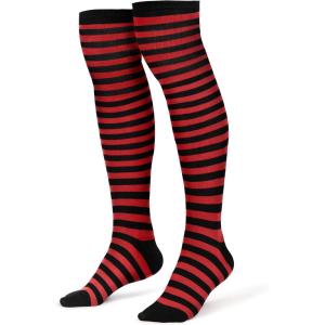imageSpooktacular Creations Halloween Striped StockingsOver The Knee Striped Thigh StockingsWitch StockingHigh Stocking CostumeRed