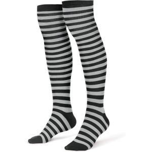 imageSpooktacular Creations Halloween Striped StockingsOver The Knee Striped Thigh StockingsWitch StockingHigh Stocking CostumeWhite