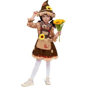 imageSpooktacular Creations Halloween Sunflower Sweet Scarecrow Costume for Girls Kids Pumpkin Scarecrow Dress OutfitBrown