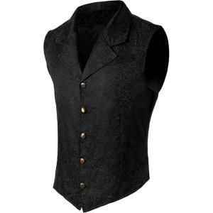 imageSpooktacular Creations Halloween Victorian Steampunk Gothic Suit Vest for Men Classic Black Waistcoat Sleeveless for Cosplay