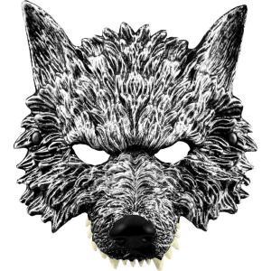 imageSpooktacular Creations Halloween Wolf Mask Scary Animal Half Face Werewolf Masquerade Mask for Adult Women Men Halloween Cosplay Costume Accessories Party Dress Up