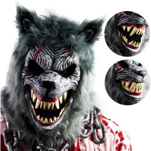 imageSpooktacular Creations Halloween Wolf Werewolf Mask with Movable Jaw Werewolf Costume Accessories Scary Mask for Kids Men Women Halloween Horror Cosplay Costume Masquerade Party Dress Up Prop