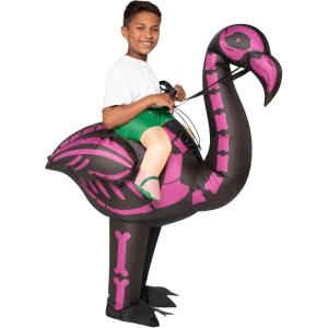 imageSpooktacular Creations Inflatable Costume for Kids Flamingo Air Blow Up Costume Rideon Skeleton Flamingo for Halloween Parties