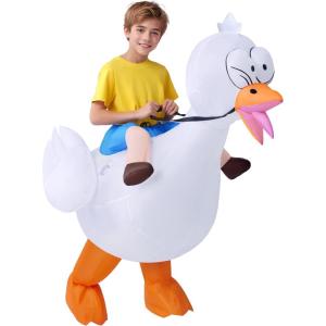 imageSpooktacular Creations Kids Halloween Inflatable Costume Riding On a Goose Blow up Costume Boys White Goose Inflatable Suit for Halloween Party themed Parties