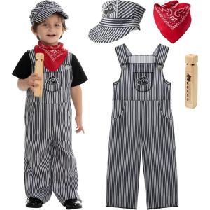 imageSpooktacular Creations Kids Train Engineer Costume Unisex Railroad Train Engineer Costume for Kids