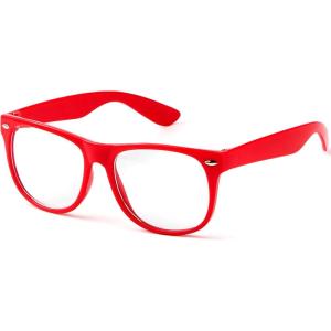 imageSpooktacular Creations Purple Nerd Glasses with Clear Lenses Purple Square Eyeglasses Nerd Costume Accessories Retro Costume Glasses for Men Women Halloween Costumes Party Cosplay PropsRed