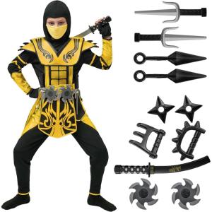 imageSpooktacular Creations Red Ninja Costume for Boys Child Red Ninja Costume with Accessories for Kids Halloween Themed PartiesGolden