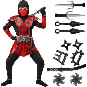 imageSpooktacular Creations Red Ninja Costume for Boys Child Red Ninja Costume with Accessories for Kids Halloween Themed PartiesRed