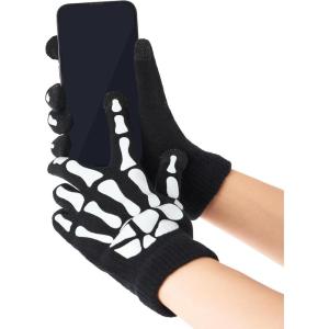 imageSpooktacular Creations Skeleton Gloves with Touchscreen Glow in the Dark Short Skeleton Gloves for Adults Kids Halloween Costume Accessory Cosplay Party