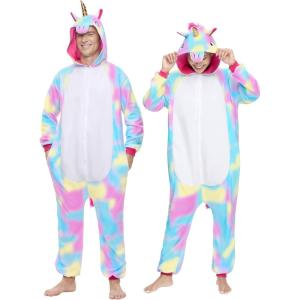 imageSpooktacular Creations Unisex Adult Pajama Unicorn Halloween Jumpsuit Plush Sleepwear Costume for Halloween Cosplay
