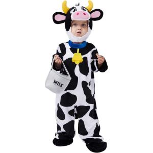imageSpooktacular Creations Unisex Baby Cow Costume Jumpsuit Outfit with Milking Bucket for Infant Child Boys and Girls Halloween Costume Cosplay Trick or Treat Farm Party Dress Up 1824 Months1218 Months