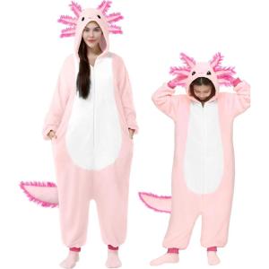imageUnisex Adult Axolotl Pajama Plush Costume with Hat Tail
