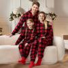 imageAdult Christmas Fleece Plaid Hoodie Full Zipper Pajamas