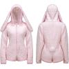 imageGiggling Getup Cuddly Bunny Pajama Costume Adult Cozy Pink Bunny Costume Outfit Sherpa Hooded Romper Short Jumpsuit