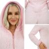 imageGiggling Getup Cuddly Bunny Pajama Costume Adult Cozy Pink Bunny Costume Outfit Sherpa Hooded Romper Short Jumpsuit