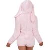 imageGiggling Getup Cuddly Bunny Pajama Costume Adult Cozy Pink Bunny Costume Outfit Sherpa Hooded Romper Short Jumpsuit