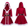 imageGiggling Getup Mrs Santa Claus Christmas Costume for Women Christmas Santa Adult Dress Set with Hooded Dress Belt